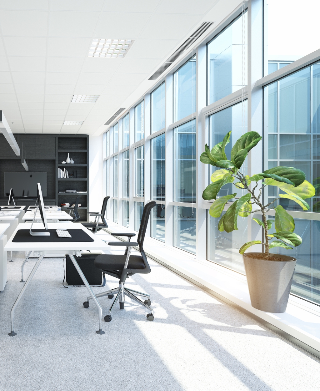 Strahlend reines Büro